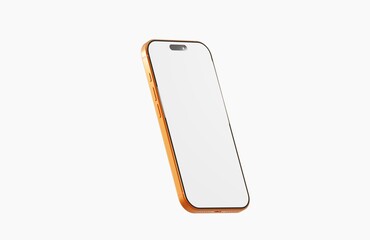 Gold smartphone mockup with blank white screen on isolated white background, perfect for showcasing your app or