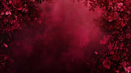 A rich gradient background fading from deep burgundy to a muted rose, with a romantic and luxurious tone