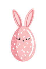 Adorable Pink Easter Egg with Bunny Ears on Transparent Background