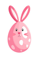 Delightful Pink Easter Egg Bunny Illustration with Transparent Background