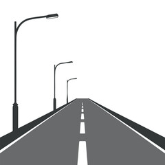 Minimalist Road Perspective Illustration with Streetlights