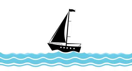 sailboat icon vector, sailing boat graphic, ocean yacht icon, boat sailing illustration, nautical sailing icon, sailboat water symbol, sea boat vector icon, maritime sailing design, yacht on waves ico