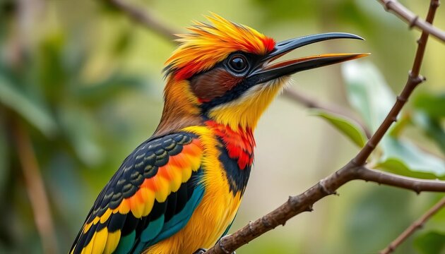 Close-up of a vibrant Baza bird in its natural habitat,  raptor,  fauna