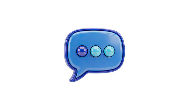 Blue Speech Bubble Icon With Three Pulsing Dots Representing Messaging Or Conversation On Transparent Background - Powered by Adobe