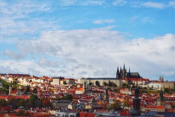 Prague Old Town Cityscape. Red Rooftops in Czech Republic, Europe