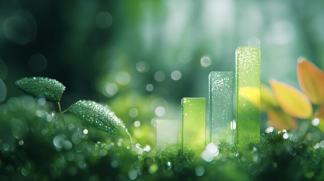 Green Growth Chart in a Dewy Natural Setting