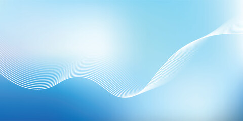 Abstract blue gradient background with shining lines waves. Minimalist background for banner, poster, cover, brochure, flyer, website