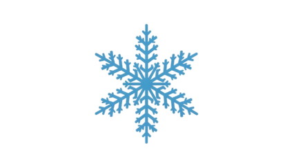 Blue snowflake graphic isolated on a transparent background