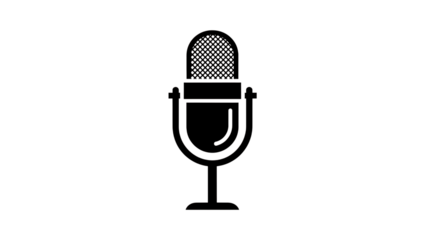Vintage microphone outline on black isolated on a transparent background