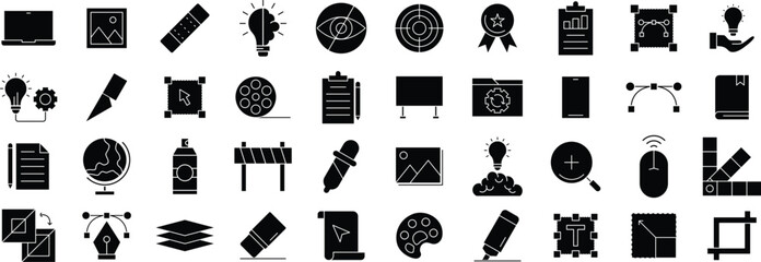 Graphic Design and Tools Solid Icon Set – Graphic, Illustration, Digital, Project, Creative, and Tools Solid icon pack