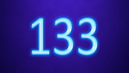Glowing blue number design of 133 on blue background.