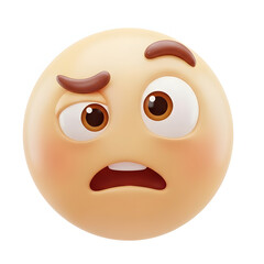 Fototapeta premium Realistic 3D Rendering Confused and Disappointed Emoticon Face with Raised Eyebrow Expression