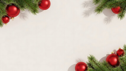 Festive christmas garland with red ornaments border