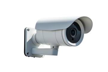 Modern security camera mounted on wall bracket