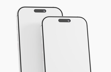 Two modern smartphones with blank screens, representing technology, communication, and innovation. Perfect for