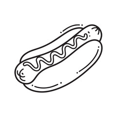 Hot Dog Line Art Vector