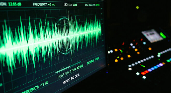 Digital Audio Waveform Displaying on Sound Monitor Screen