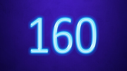 Glowing blue number design of 160 on blue background.