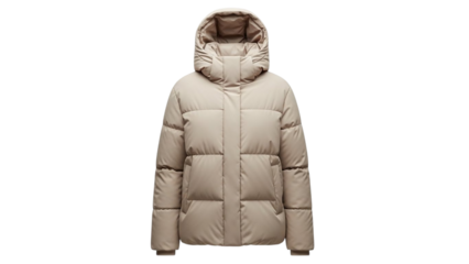 Light beige puffer jacket with hood