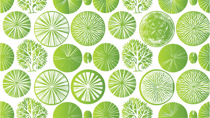 Seamless pattern of various green trees and tree crowns viewed from above, topdown perspective, architectural plan symbols, landscape design elements, vector illustration © NaeemurRahman