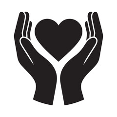 Obraz premium Hands cupping a heart icon, symbolizing love, care, and health protection