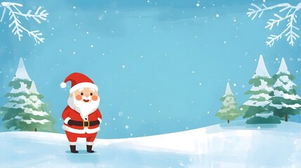 Cute santa claus in snow scene