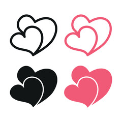 Romantic duo heart icon vector design template