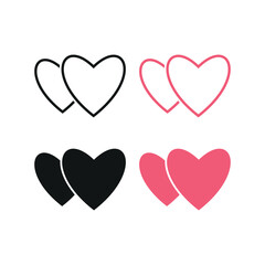 Romantic duo heart icon vector design template