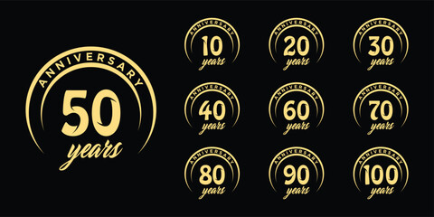 Collection of anniversary logo design template. Celebration days special graphic icon vector symbol concept