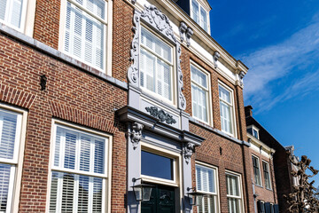 Obraz premium Facade of an old residential house in the historic center of Maarssen, Utrecht, the Netherlands, Europe