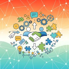 Social network concept background illustrating global business communication and technology connection with web and mobile media icons