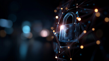 Network security and privacy crime visualization mixed media concept cybersecurity threat representation data protection interface digital security display defocused