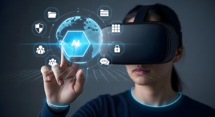 Exploring the future of ai and vr technology immersive experience with virtual reality headset user