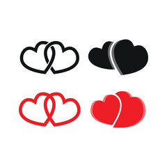 Romantic duo heart icon vector design template