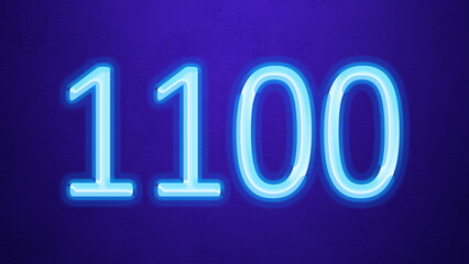 Glowing blue number design of 1100 on blue background.