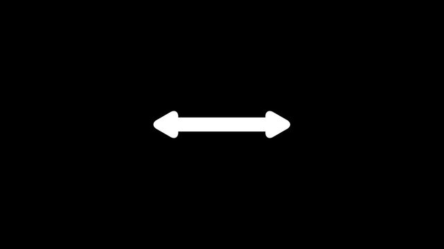 arrow animated on black background. Two on both sides Moving arrow. Drawing animation icon arrow moving