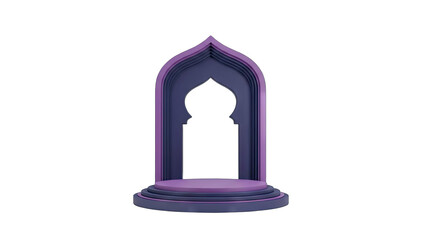 Islamic Archway With Platform And Intricate Details In Purple Hues Suitable For Festive Occasions On A Transparent Background