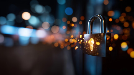 Hacker attack and data breach visualization information leak concept display futuristic cyber background broken lock symbol security compromise representation defocused