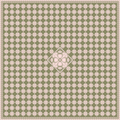 Hijab scarf flower abstract pattern.Ethnic geometric ornament with frame motif border hijab pattern.Design for fabric,print,scarves,shawl,kerchief,bandana,clothing,pareo,pillows,tablecloth,decoration.