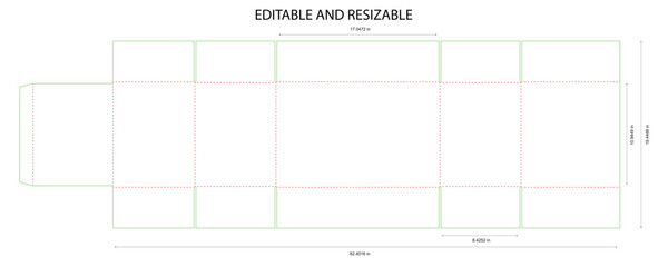 Detailed technical drawing of a generic rectangular box packaging die line template