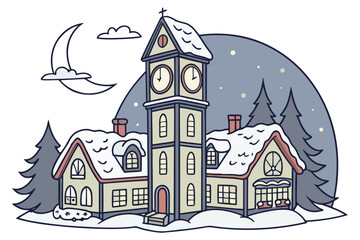 Whimsical Christmas clocktower village 