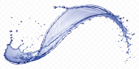 abstract fresh and clean water splash with drops in mid air cut out and curve style isolated on white background
