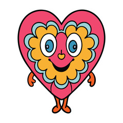 Vibrant heart love psychedelic doodle bursting with swirling patterns, bold colors, and trippy shapes, creating a lively, joyful artwork full of energy and whimsy.”