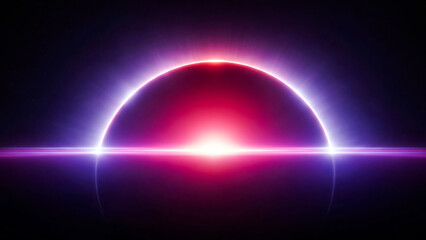 Obraz premium An aweinspiring solar eclipse fills the frame with a vibrant glow of purple and red hues. The suns corona flares outwards, creating a stunning visual spectacle against the dark expanse of space