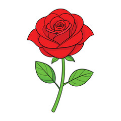 Obraz premium A vibrant red rose in full bloom, its velvety petals unfolding with elegance and passion, symbolizing love, beauty, and timeless romance in a simple, captivating way. 