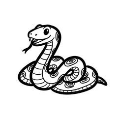 Fototapeta premium Cartoon snake with expressive eyes and tongue sticking out 