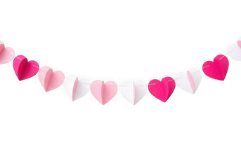 Pink and White Heart Garland Decoration Isolated on Black Background