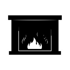 Cozy Hearth: A minimalist silhouette of a fireplace, depicting the warmth and comfort of a crackling fire within a structured, inviting frame.