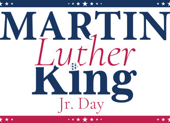 Martin Luther King Jr. Day Holiday Typography Design with Patriotic Red White and Blue Theme
