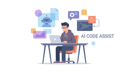 Fototapeta premium AI-Assisted Coding.